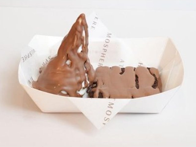 Warm chocolate brownie with vanilla soft serve